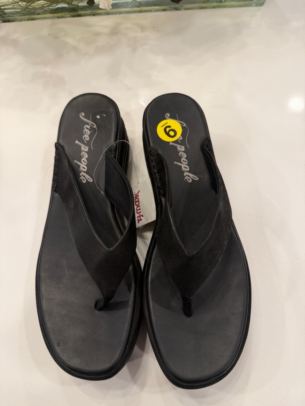 Free People Black Platform Thong Sandals